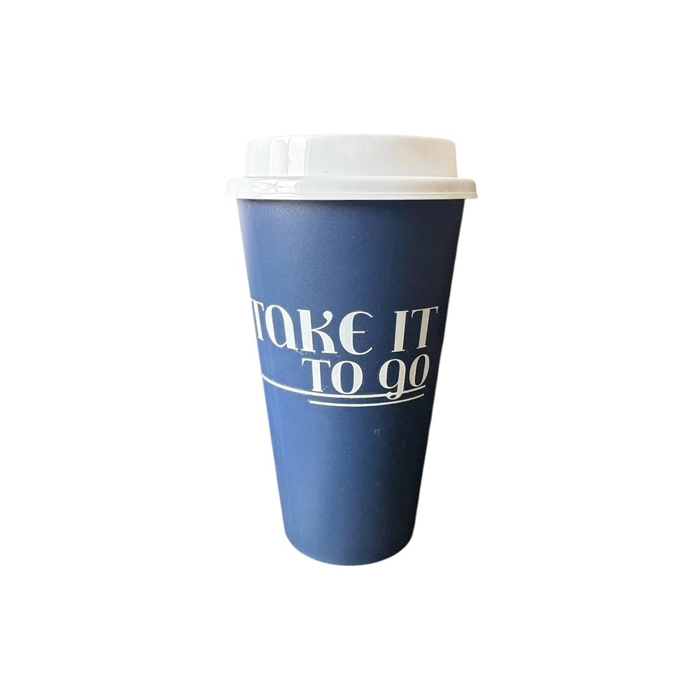 Reusable Coffee Tumbler‎ 10oz Blue Take It To Go Travel Mug Plastic Lid